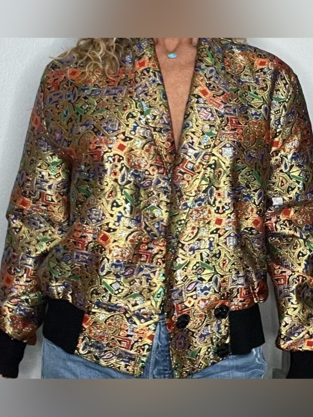 Vintage nightlife for Lilli Ann multicolor bomber jacket blazer sz 14